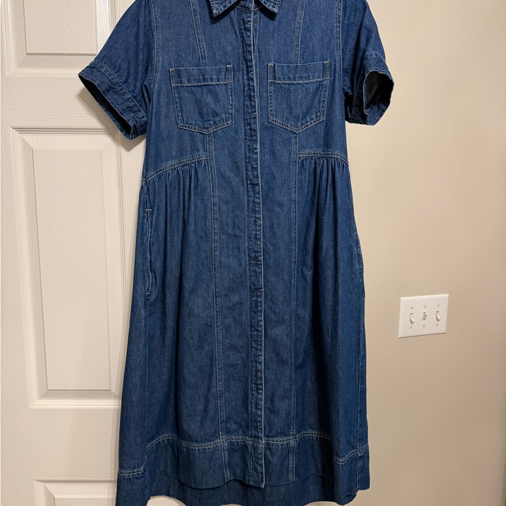 MAYE Montana Denim Shirtdress Dress in Mid Blue